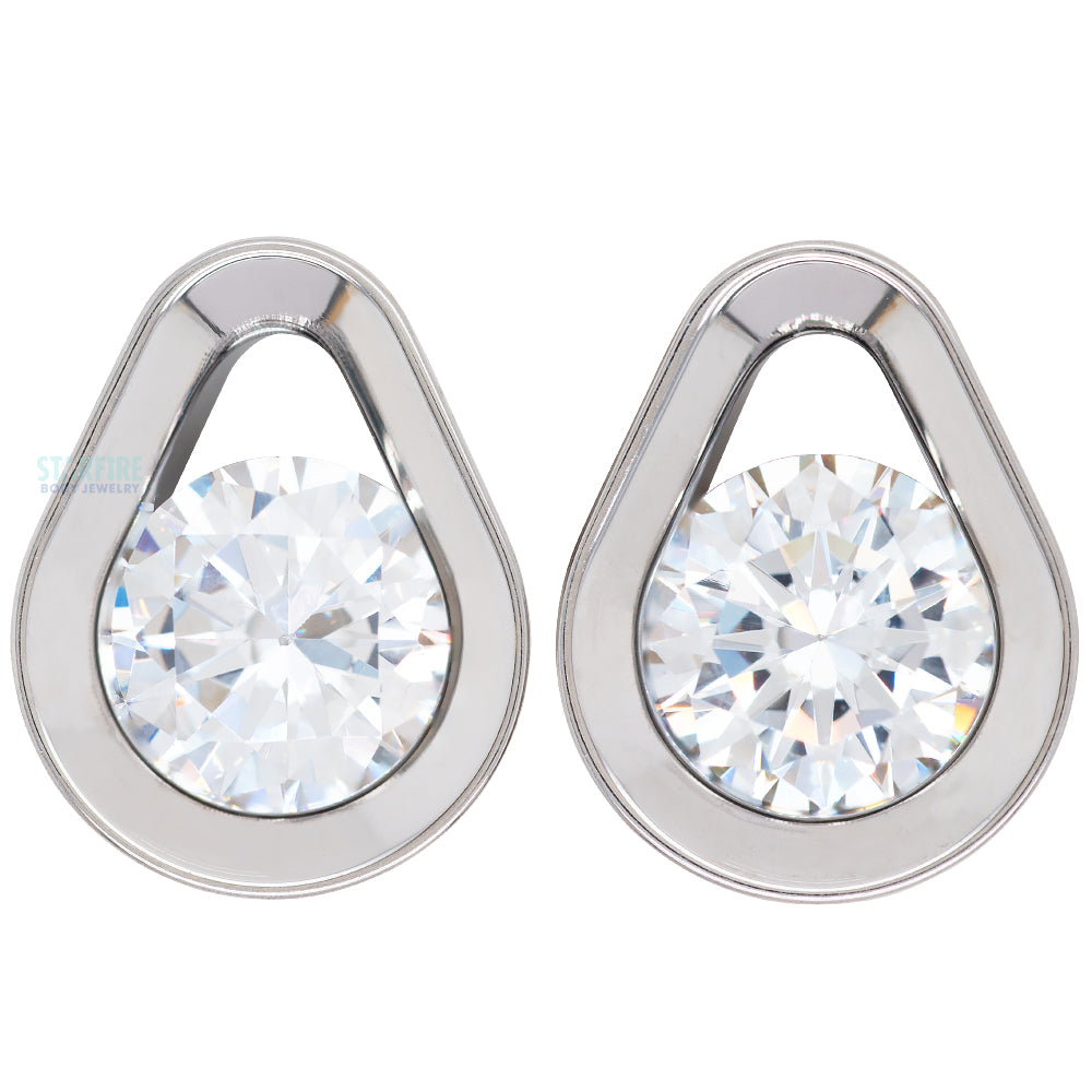 Single Gem Teardrop Eyelets with Brilliant-Cut Gem - Cubic Zirconia