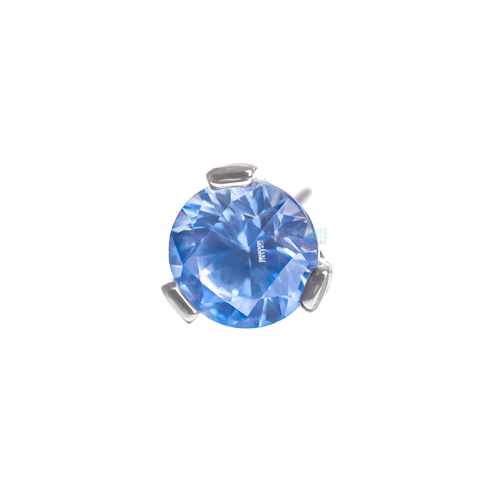 threadless: 3mm 3 Prong-Set Round Faceted Gem End