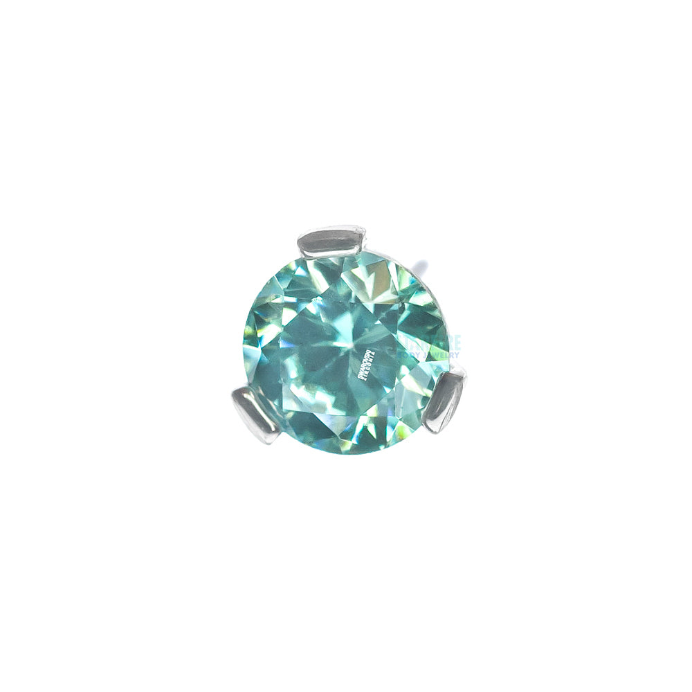 threadless: 3mm 3 Prong-Set Round Faceted Gem End
