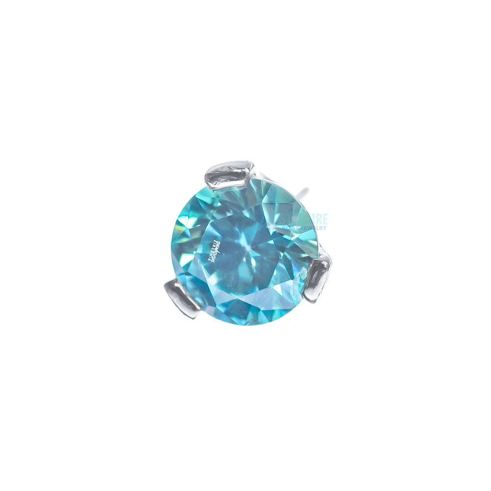 threadless: 3mm 3 Prong-Set Round Faceted Gem End