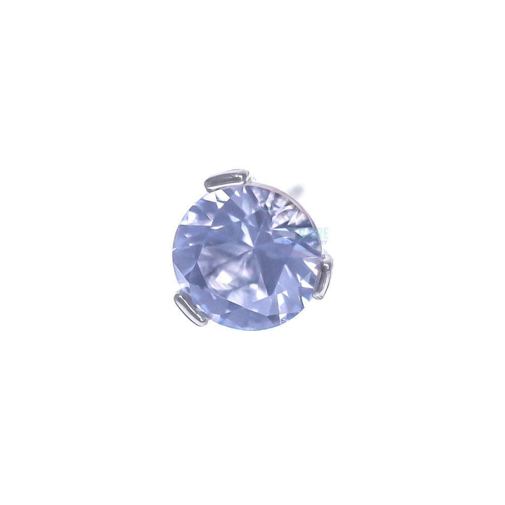 threadless: 3mm 3 Prong-Set Round Faceted Gem End