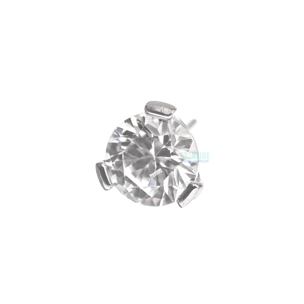 threadless: 3mm 3 Prong-Set Round Faceted Gem End
