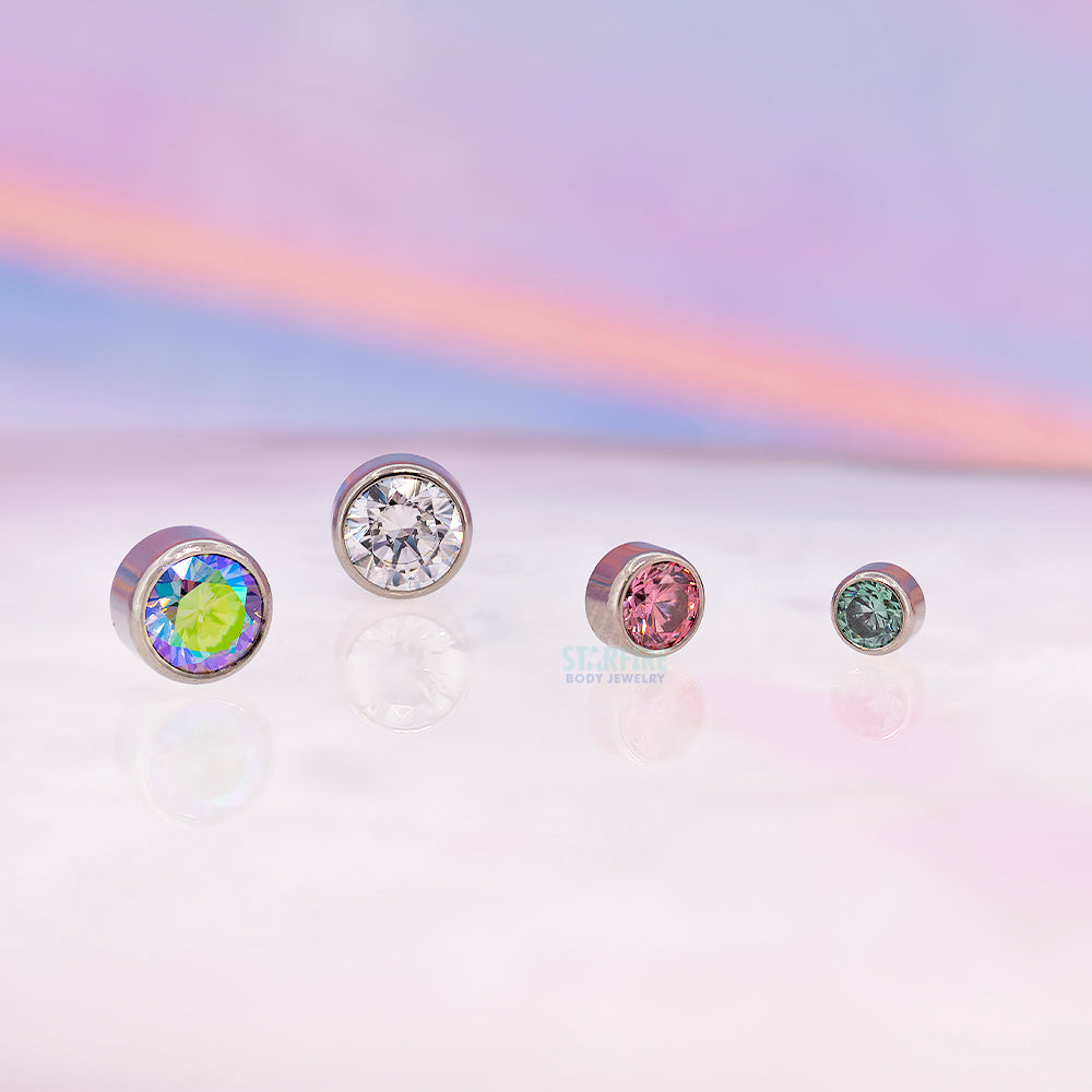 threadless: Bezel-Set Round Faceted Gem End