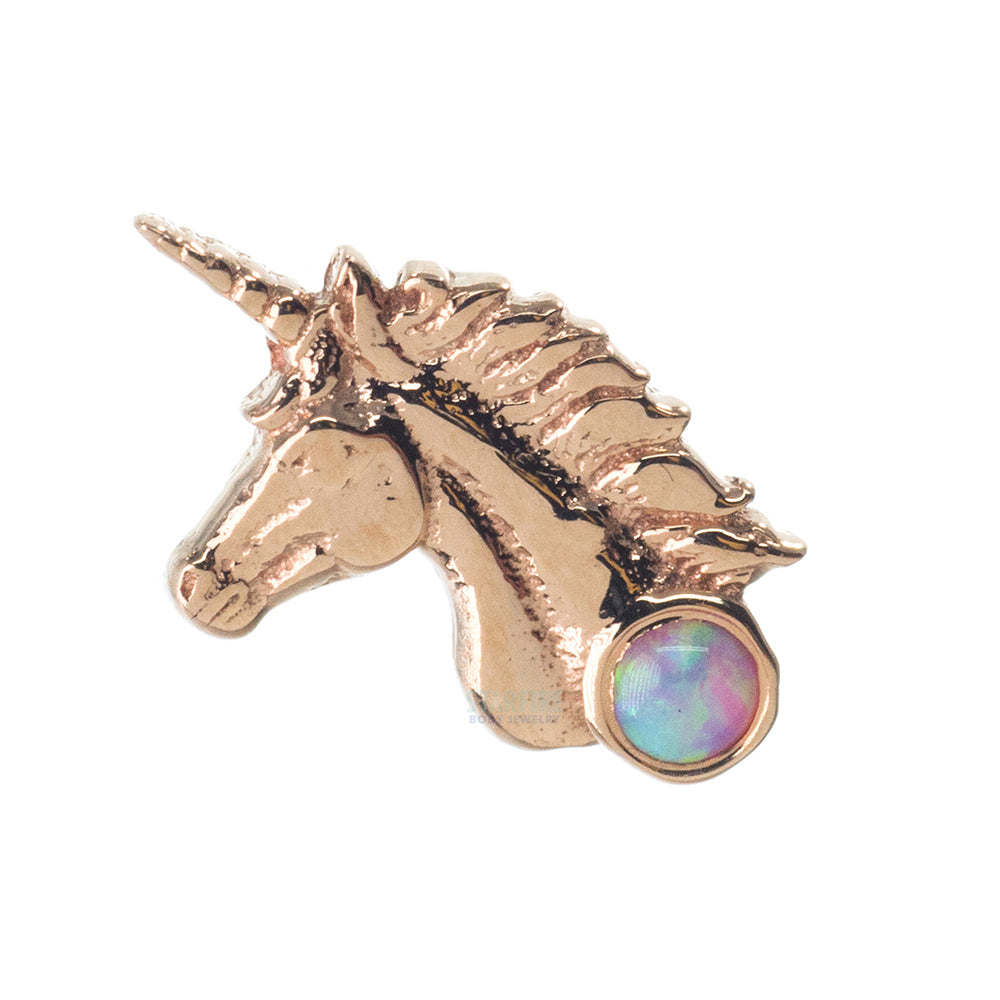 Unicorn Threaded End in Gold with Opal