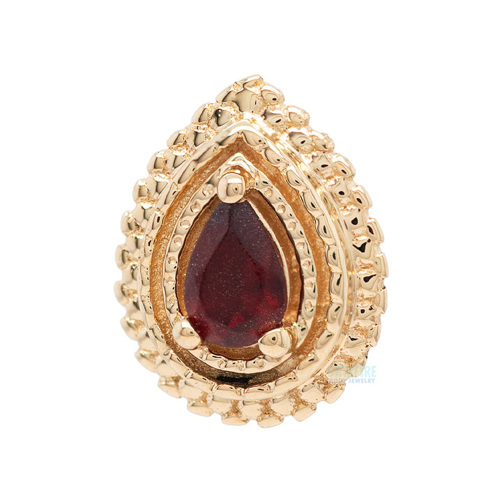Afghan Pear Threaded End in Gold & Platinum with Sandblasted Garnet