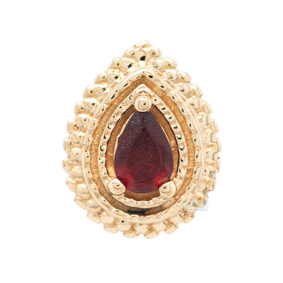 Afghan Pear Threaded End in Gold with Sandblasted Garnet