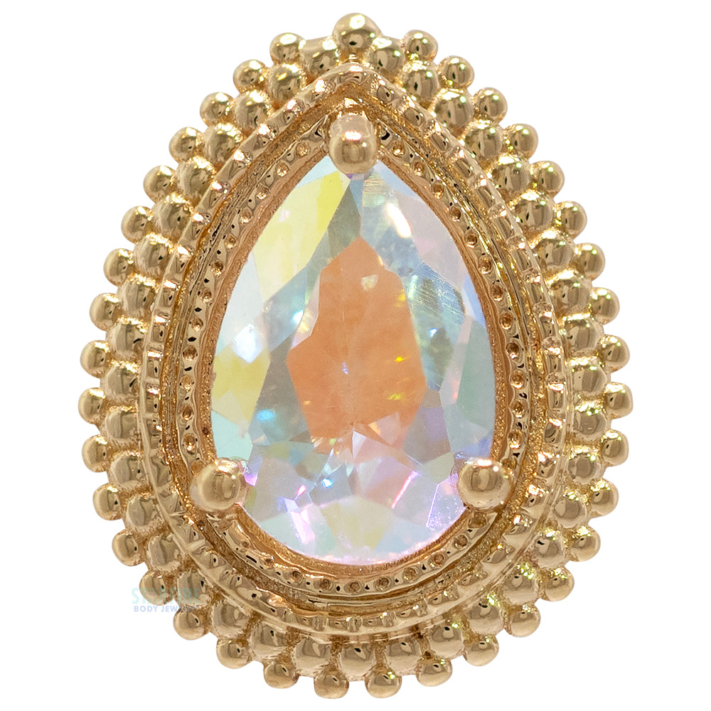 Afghan Pear Threaded End in Gold with Mercury Mist Topaz