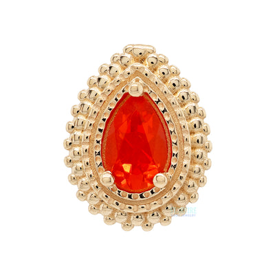 Afghan Pear Threaded End in Gold & Platinum with Mexican Fire Opal