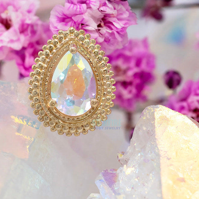 Afghan Pear Threaded End in Gold with Mercury Mist Topaz