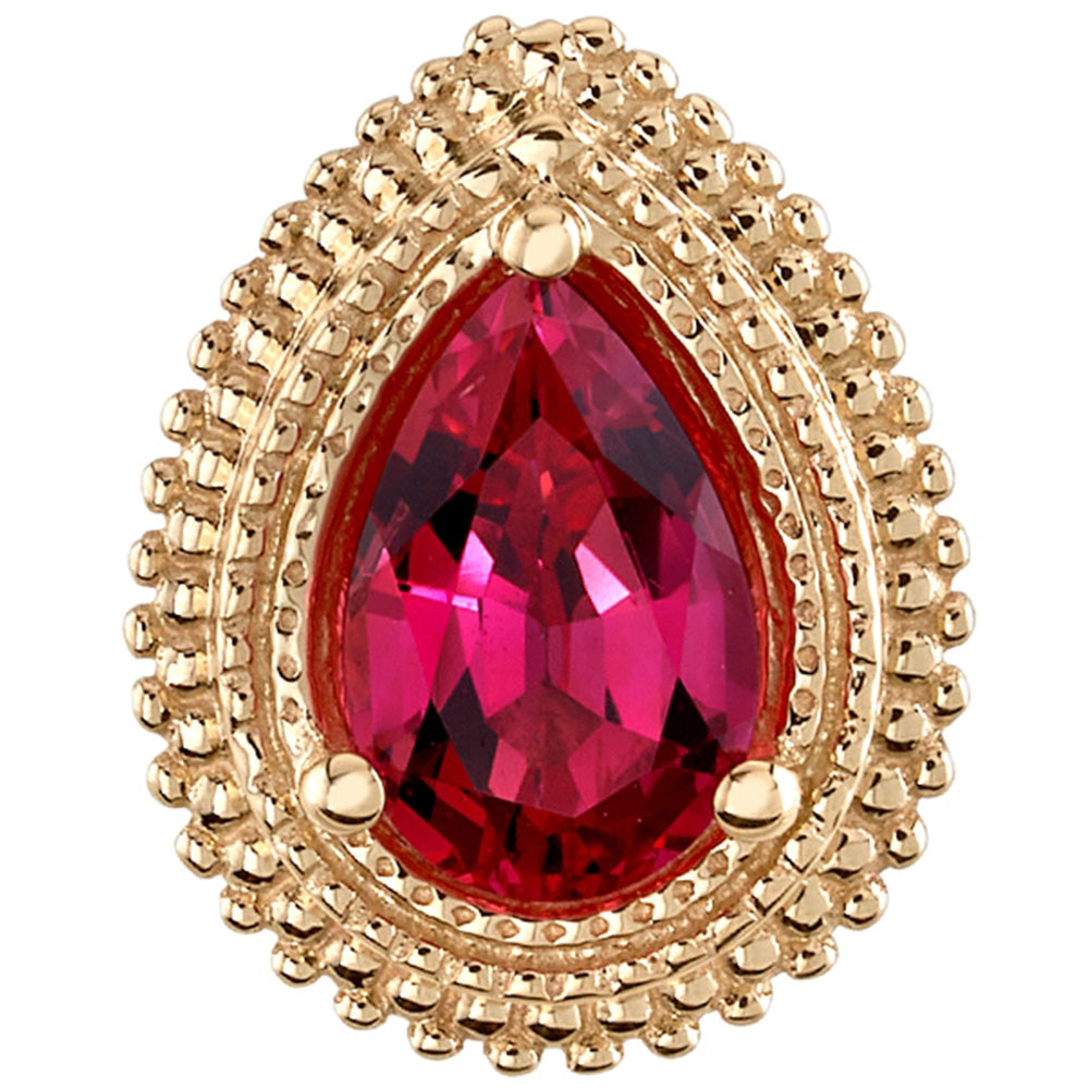 Afghan Pear Threaded End in Gold with Ruby