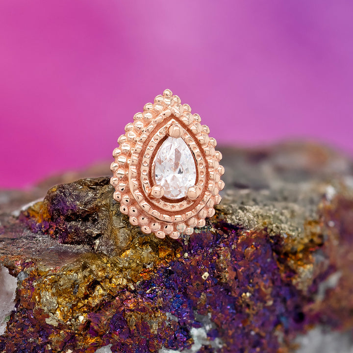 threadless: Afghan Pear Pin in Gold with White CZ