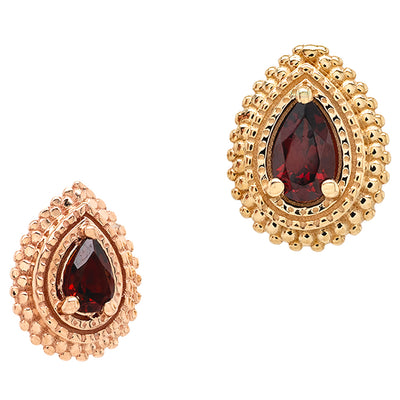 Afghan Pear Threaded End in Gold with Garnet