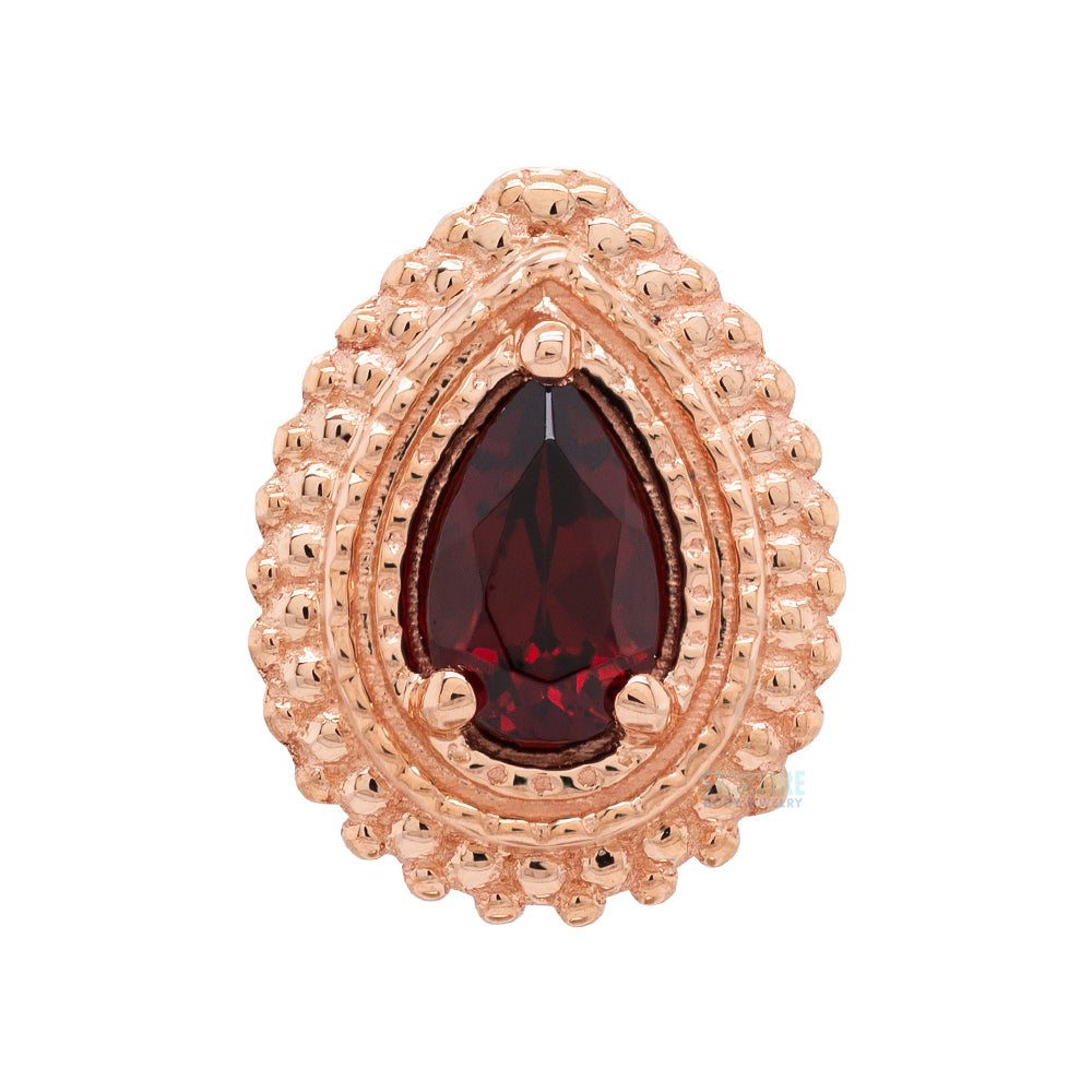 Afghan Pear Threaded End in Gold with Garnet