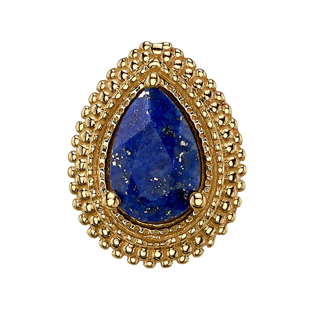 Afghan Pear Threaded End in Gold with Lapis