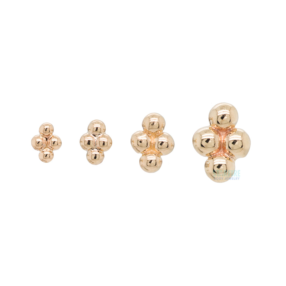 Quad Bead Cluster Threaded End in Gold