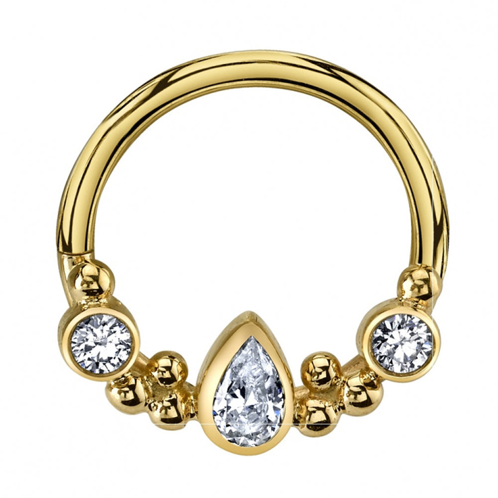 "Inside Out Eden Pear" Hinge Ring in Gold & Platinum with DIAMONDS