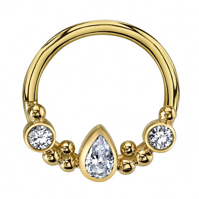 "Inside Out Eden Pear" Hinge Ring in Gold with DIAMONDS