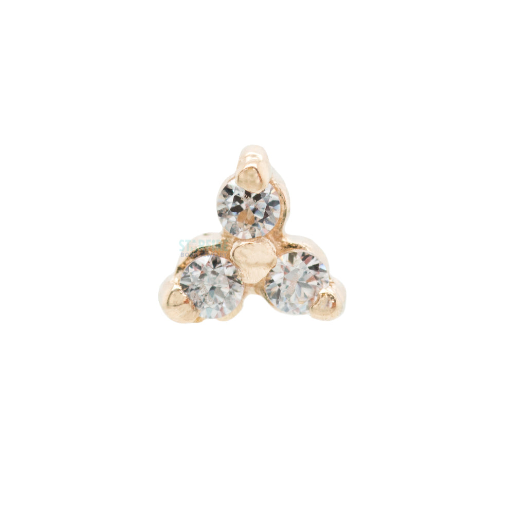 threadless: Tri Prong Cluster Pin in Gold & Platinum with White CZ's