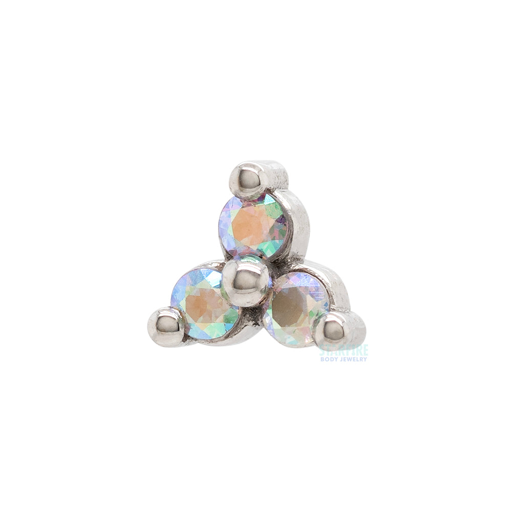 Tri Prong Cluster Threaded End in Gold with Mercury Mist Topaz