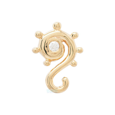 "Dots & Swirls" in Gold Threaded End with White CZ