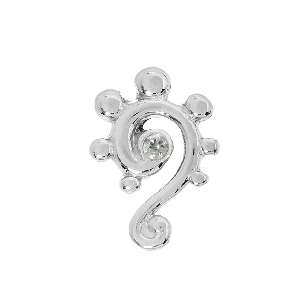 "Dots & Swirls" in Gold Threaded End with White CZ