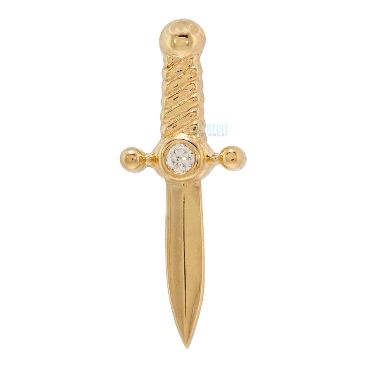 "Slasher Dagger" Threaded End in Gold & Platinum with Diamond