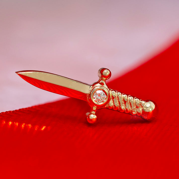 "Slasher Dagger" Threaded End in Gold & Platinum with Diamond