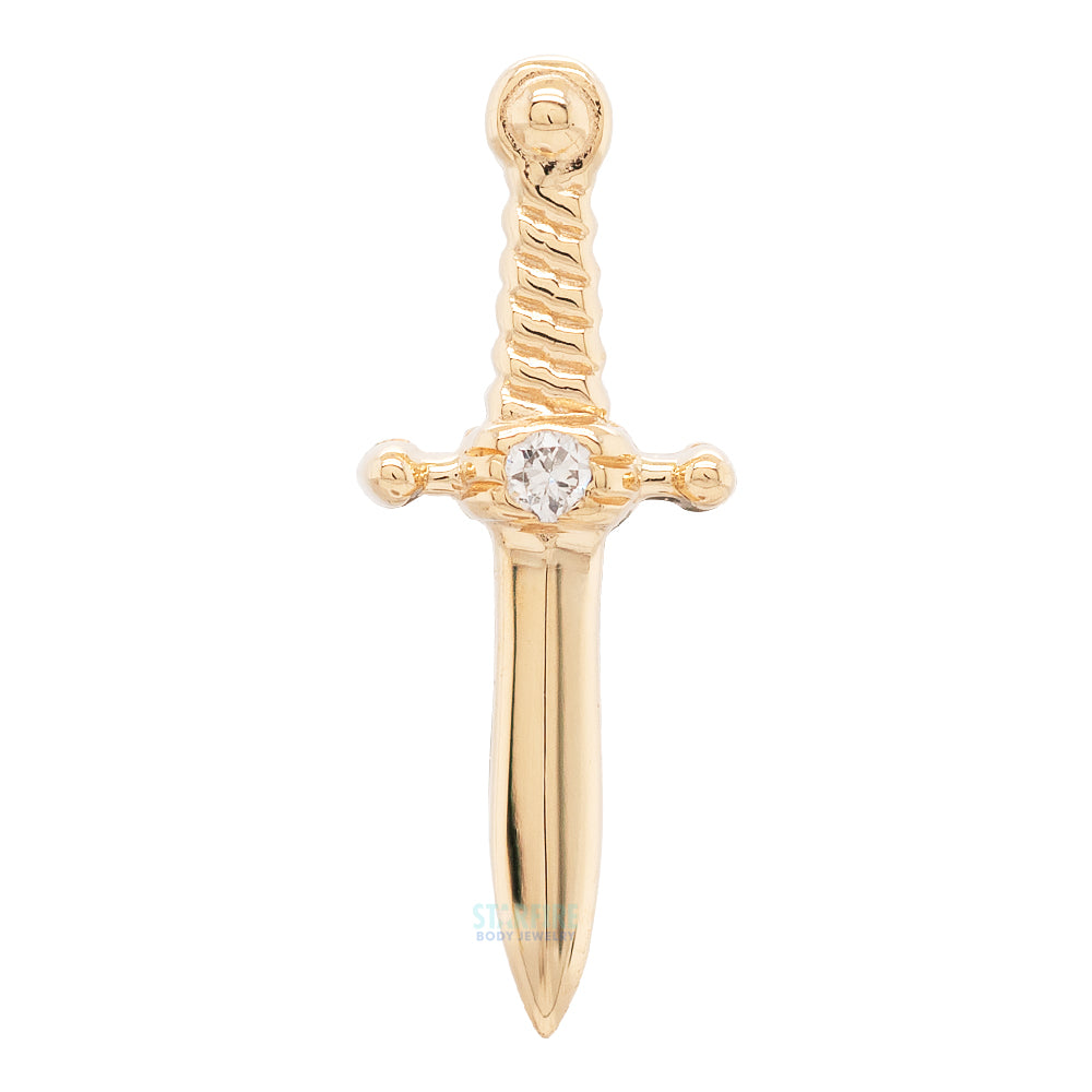 "Slasher Dagger" Threaded End in Gold with Diamond