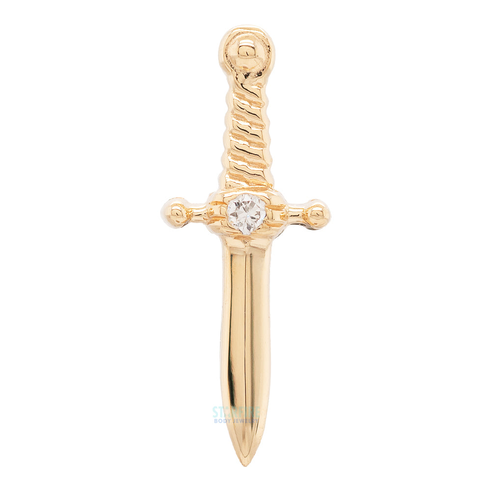 "Slasher Dagger" Threaded End in Gold & Platinum with Diamond