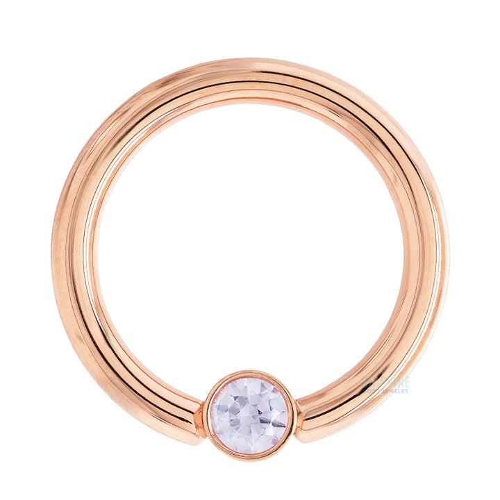 Captive Bead Ring (CBR) in Gold with Bezel-set Lavender CZ Captive Bead