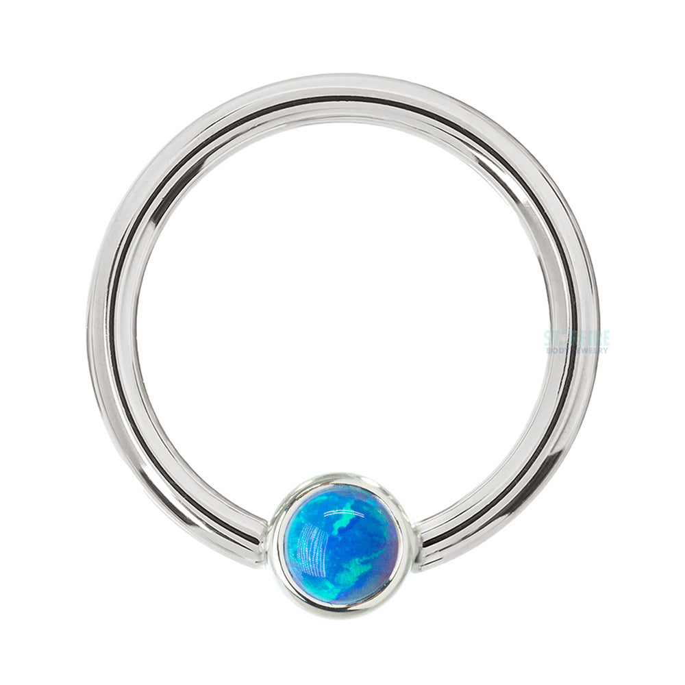 Captive Bead Ring (CBR) in Gold with Bezel-set Lavender Opal Captive Bead