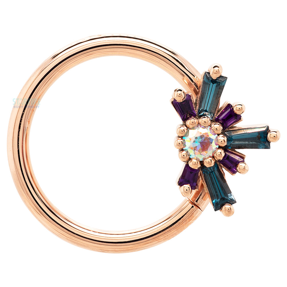 "Half Mininova" Seam Ring in Gold with Amethyst, London Blue Topaz & Mercury Mist Topaz
