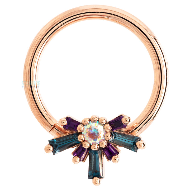 "Half Mininova" Seam Ring in Gold with Amethyst, London Blue Topaz & Mercury Mist Topaz