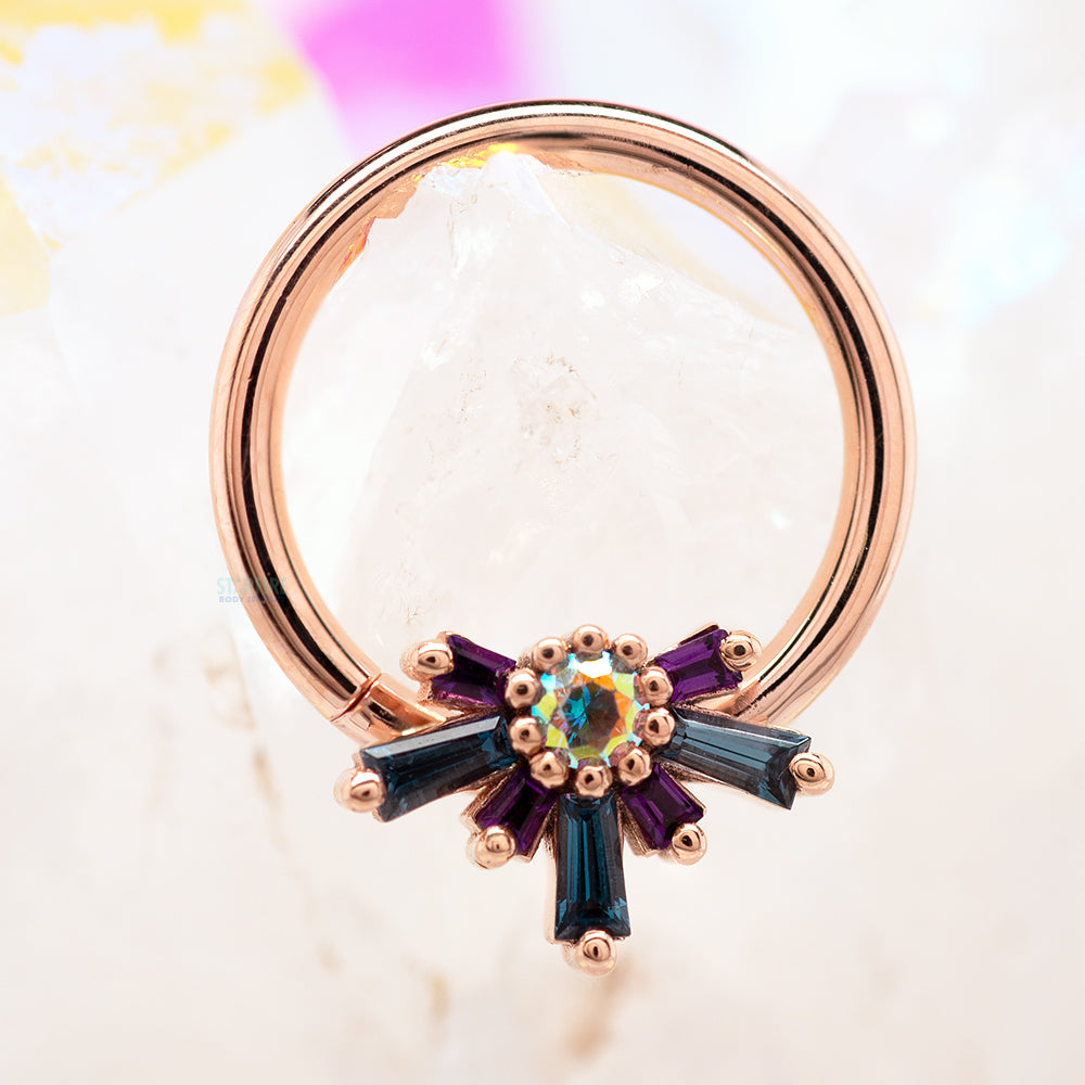 "Half Mininova" Seam Ring in Gold with Amethyst, London Blue Topaz & Mercury Mist Topaz
