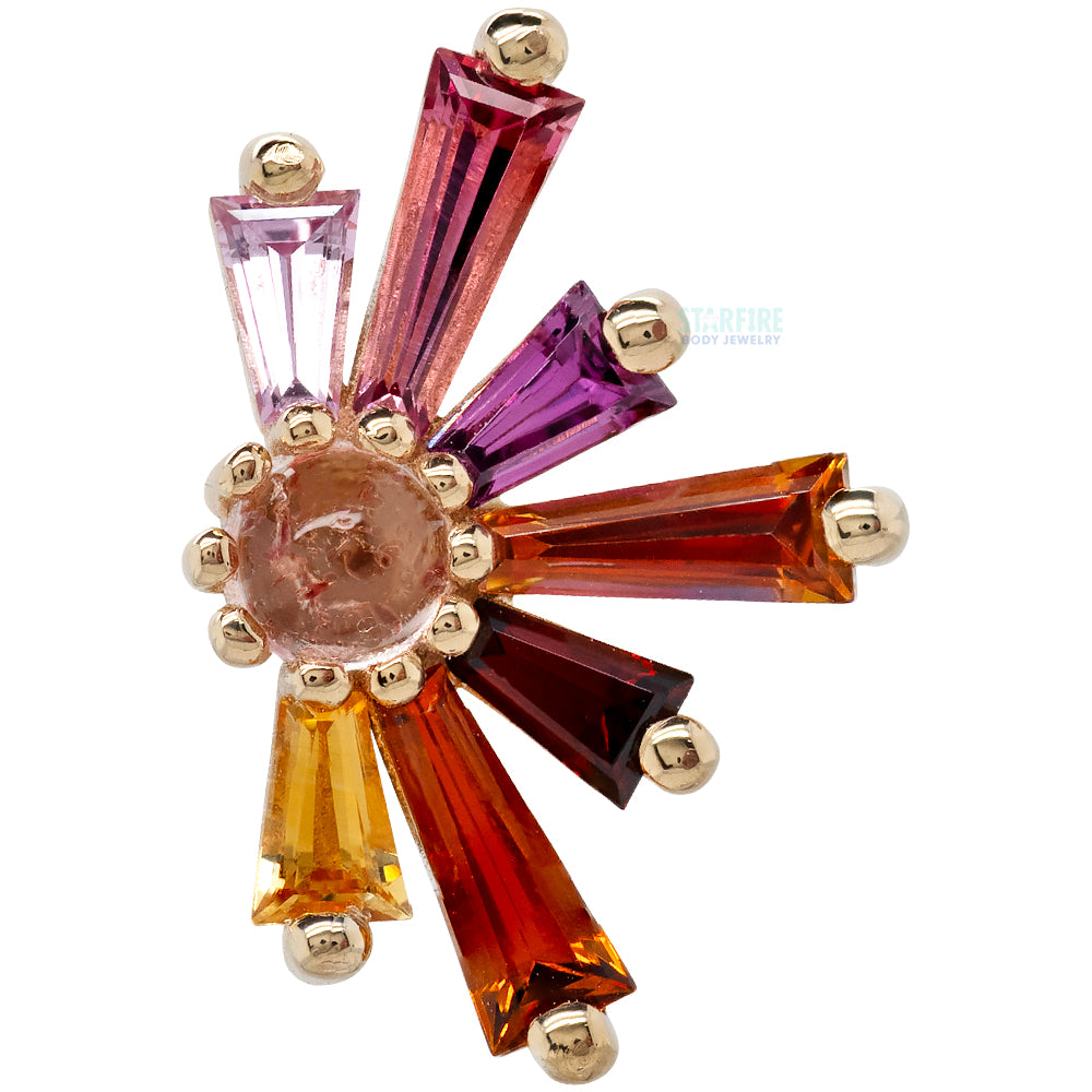 "Half Supernova" Threaded End in Gold Multicolor with Genuine Gemstones