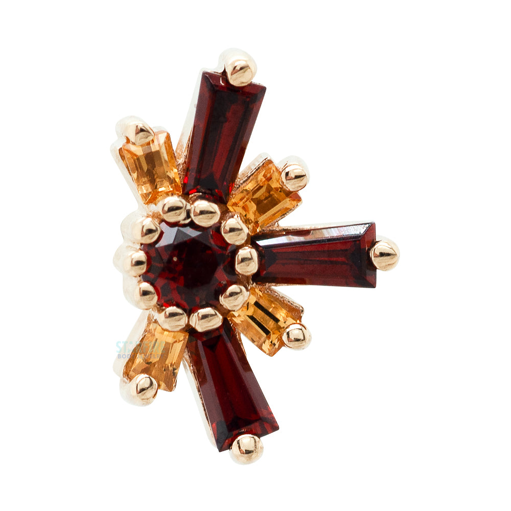 "Half Mininova" & "Half Supernova" Threaded End in Gold with Garnet & Citrine