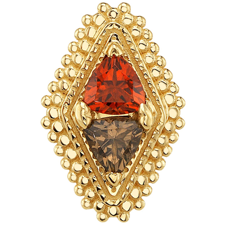 Afghan Double Trillion Threaded End in Gold & Platinum with Madeira Citrine & Smoky Quartz