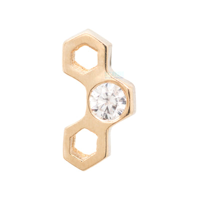 Honeycomb Threaded End in Gold with White CZ