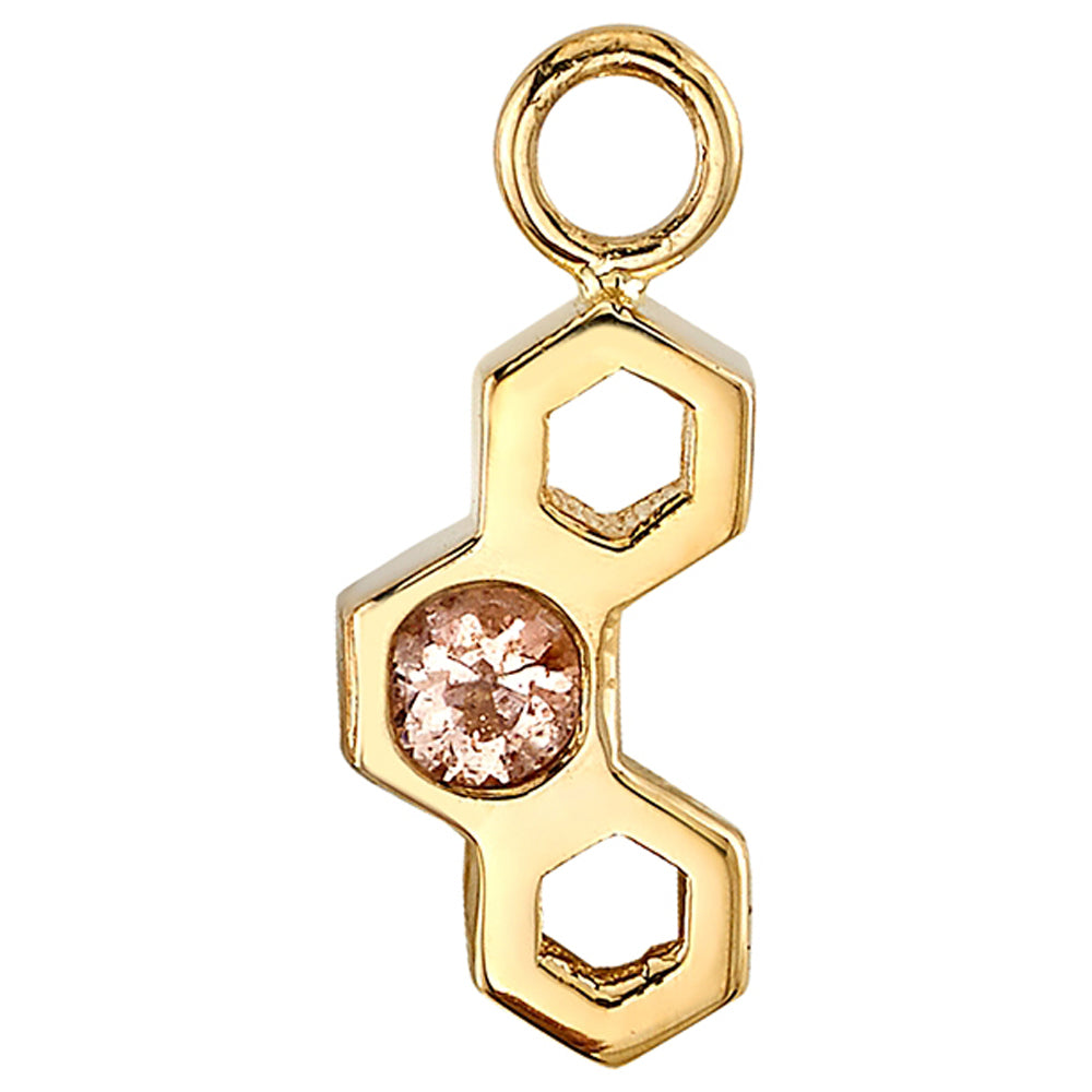 Honeycomb Charm in Gold with Oregon Sunstone