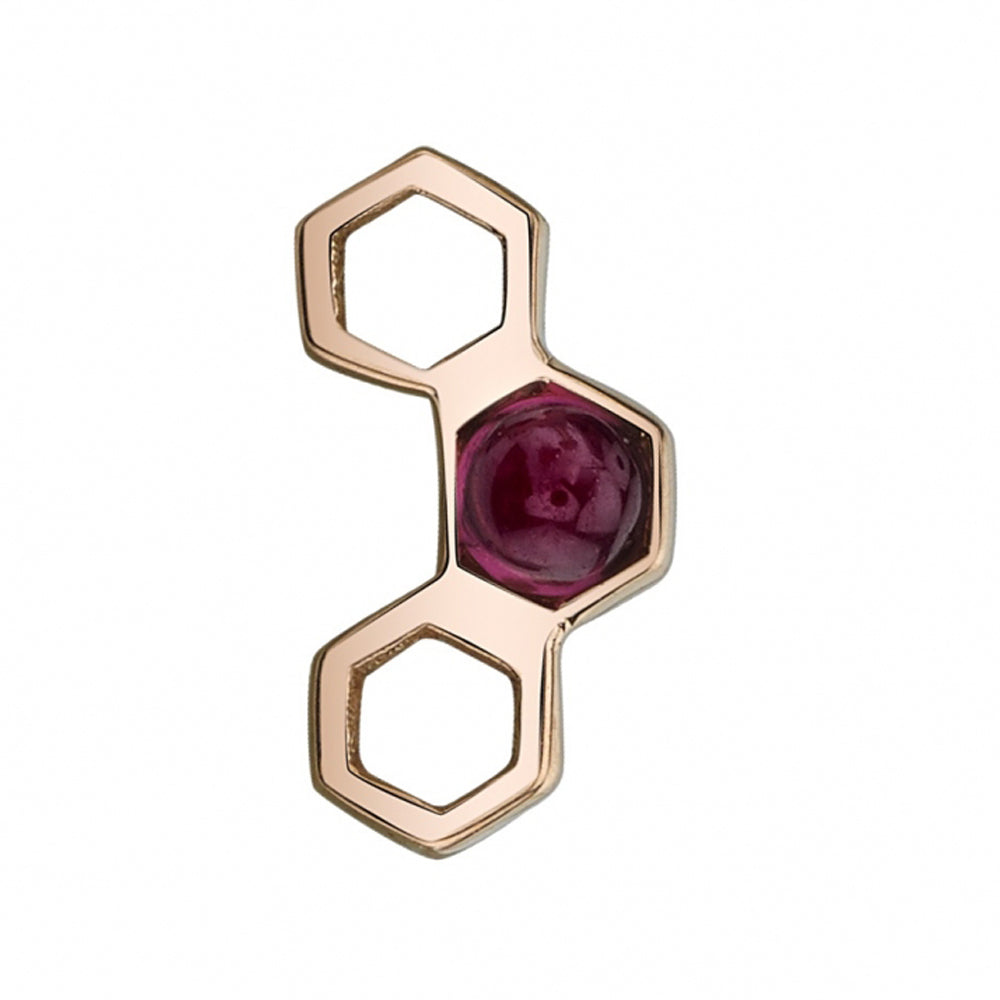 Honeycomb Threaded End in Gold with Rhodolite Cabochon