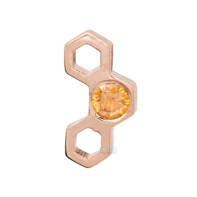 Honeycomb Threaded End in Gold with Amber CZ