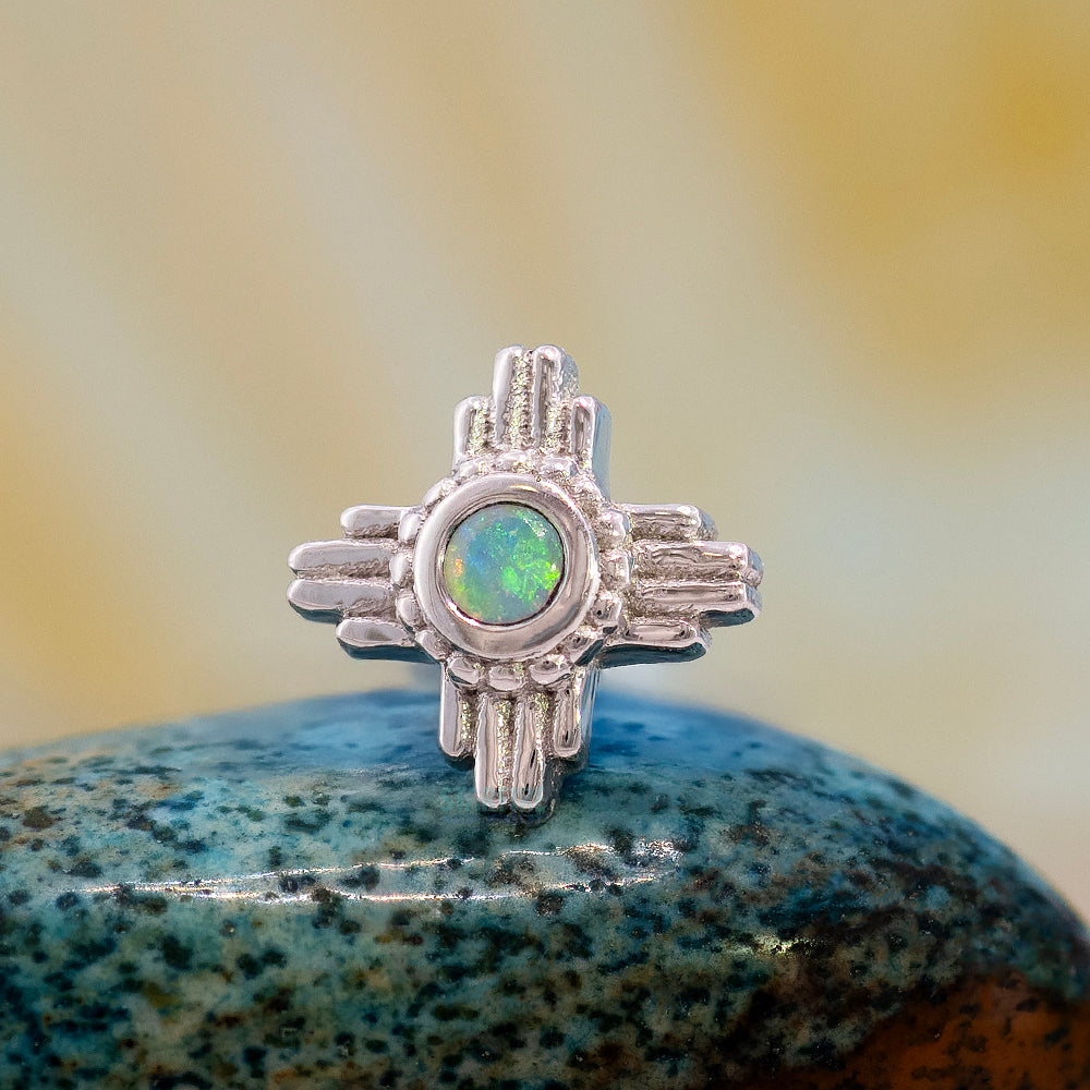 "Zia" Threaded End in Gold with Genuine White Opal