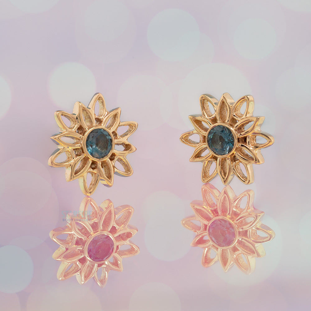 "Marisol" Threaded End in Gold with London Blue Topaz
