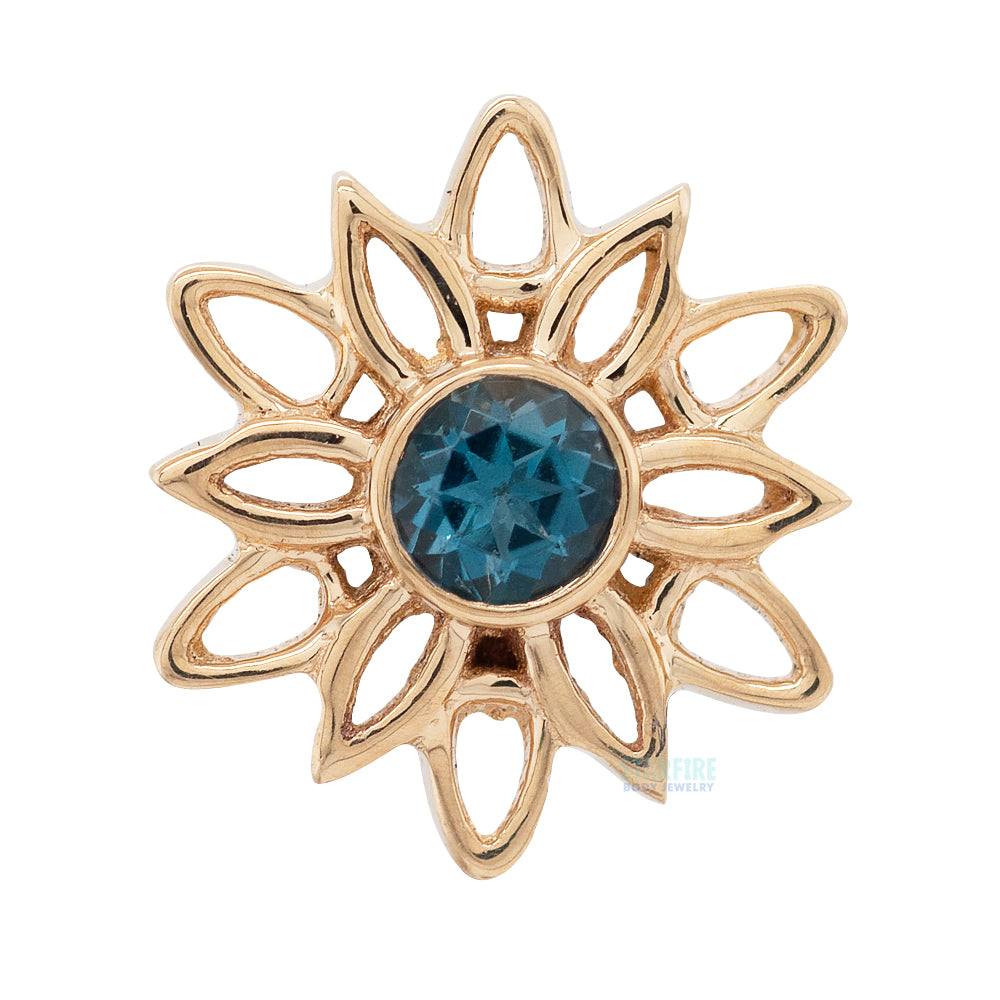"Marisol" Threaded End in Gold with London Blue Topaz