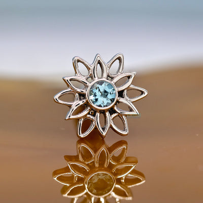 "Marisol" Threaded End in Gold with Swiss Blue Topaz