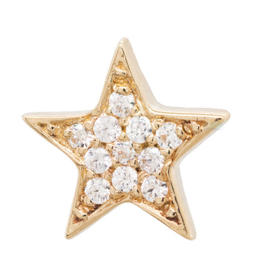 Micro Pave Star Threaded End in Gold with White CZ's