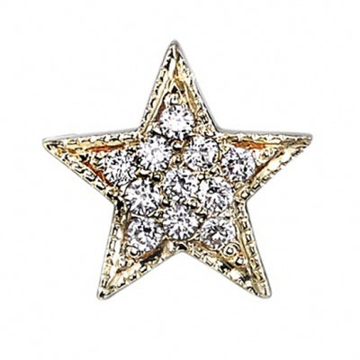 Micro Pave Star Threaded End in Gold with DIAMONDS