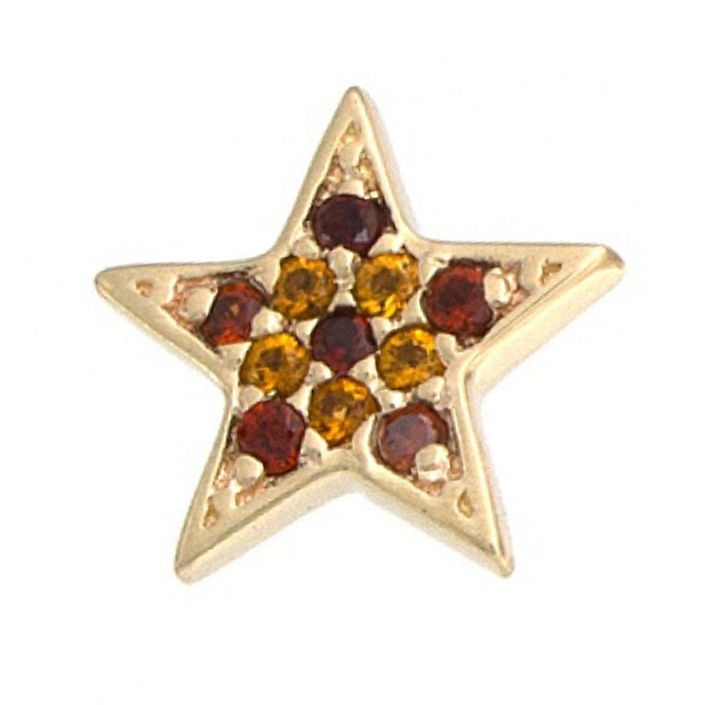 Micro Pave Star Threaded End in Gold with Garnet & Citrine