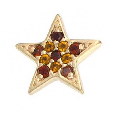 Micro Pave Star Threaded End in Gold with Garnet & Citrine