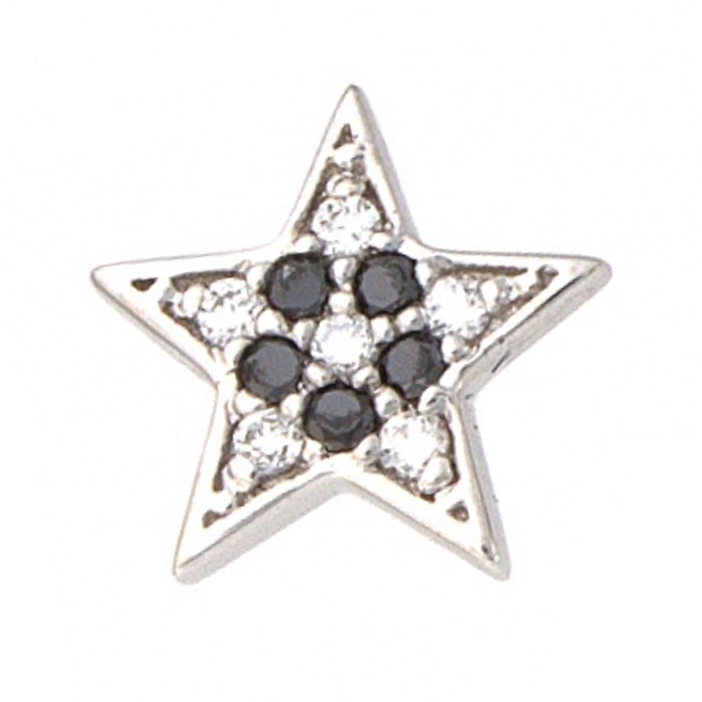 Micro Pave Star Threaded End in Gold with White Diamond & Black Diamonds